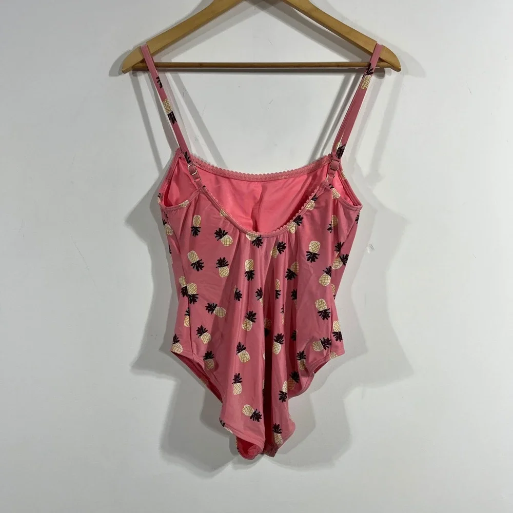 Kate Spade Resort Vibrant Boho Pineapple Fruit Print One Piece Swimsuit Large